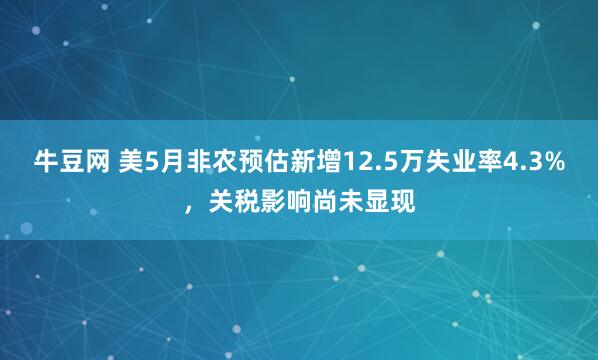 牛豆网 美5月非农预估新增12.5万失业率4.3%，关税影响尚未显现
